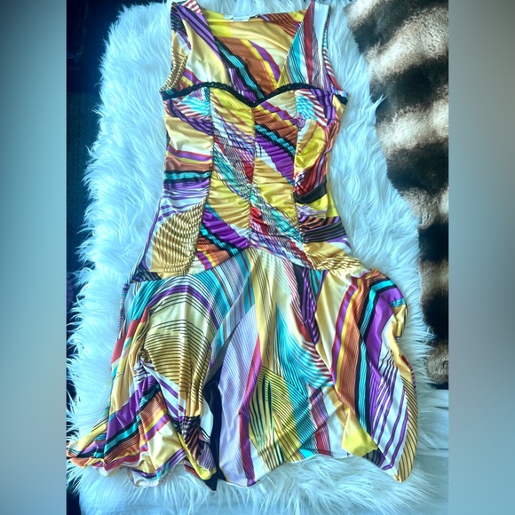 Jus D’Orange Paris Stained Glass Riot Ruched Front Sundress! Sz S! - Picture 1 of 4